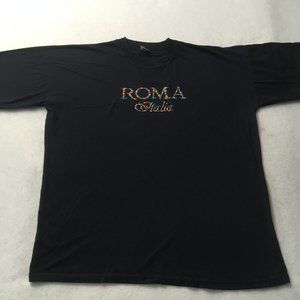 Vintage Art Tee Shirt ROMA ITALIA embroidered Vatican 90s 1990s XXL italy made